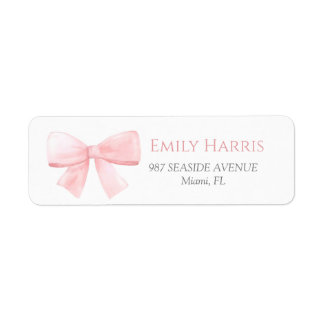 Étiquette Élégant Baby shower de fille Rose Pastel Bow Blush