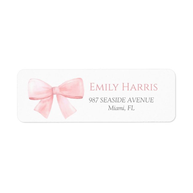 Étiquette Élégant Baby shower de fille Rose Pastel Bow Blush (Devant)