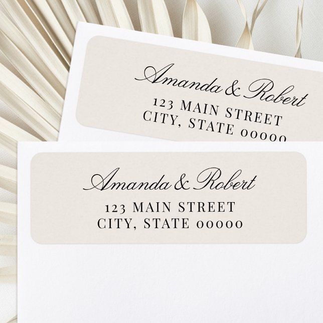 Étiquette Elegant Black and Ivory Wedding Return Address (Créateur téléchargé)