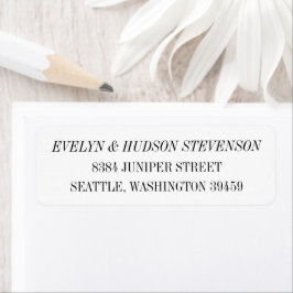 Étiquette Elegant Black White Serif Wedding Return Address