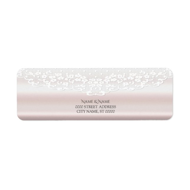 Étiquette Élégant blanc dentelle florale Adresse de retour L (Devant)