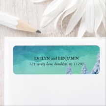Elegant Bleu Aquarelle Hiver Adresse de retour