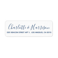 Élégant bleu marine foncé script moderne chic mari