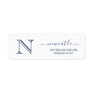 Étiquette Élégant bleu marine Monogramme Adresse de retour i
