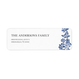 Étiquette Elegant Blue Floral Vintage Wedding Address