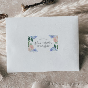 Étiquette Elegant Blue Hydrangea Wedding RSVP Address Labels
