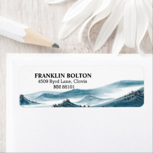 Étiquette Elegant Blue & White Mountains Voir l'adresse de r