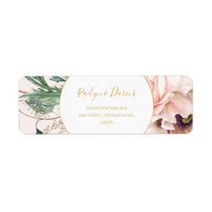 Étiquette Élégant Blush Floral Garden Pastel Retour Adresse