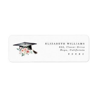 Étiquette Élégant Blush Floral Graduation Casquette Étiquett