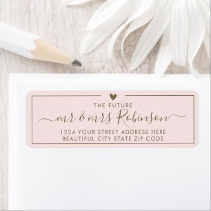 Étiquette Elegant Blush Gold Script Mariage Adresse de retou