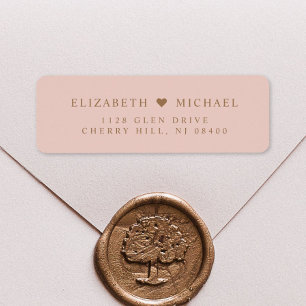 Étiquette Élégant Blush Pink Gold Mariage Adresse de retour