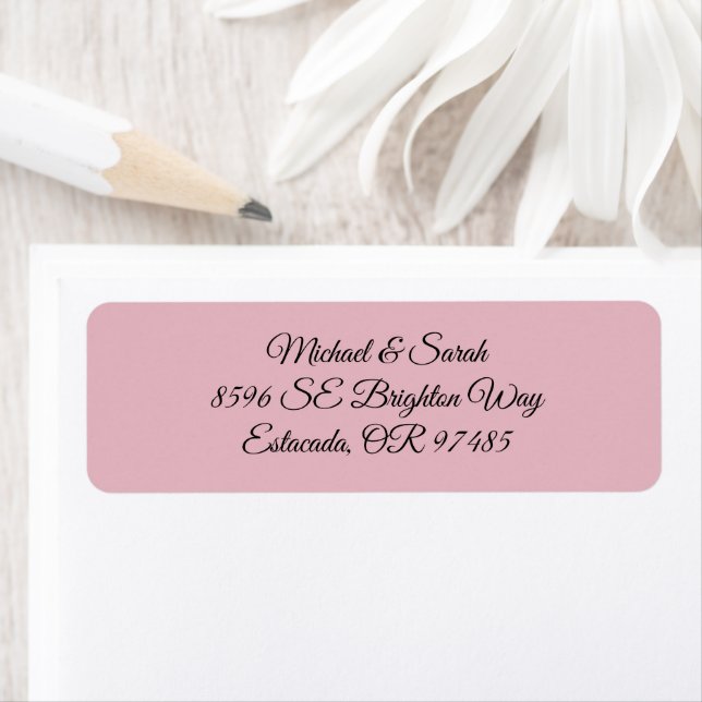 Étiquette Elegant Blush Pink Return Address (En situation)