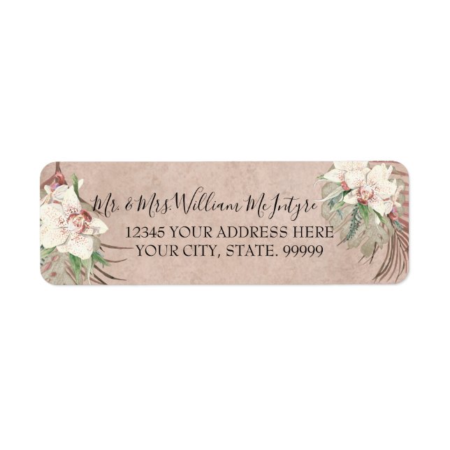 Étiquette Élégant Blush rose Floral Tropical Folio Mariage (Devant)