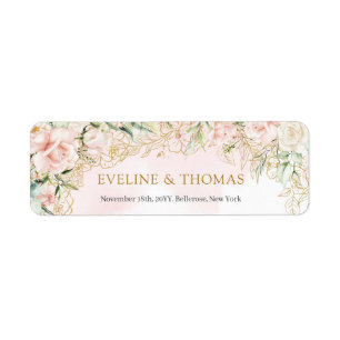 Étiquette Elégant boho blush parties scintillant or floral s