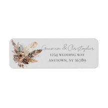 Elegant Boho Feather Watercolor Mariage Adresse