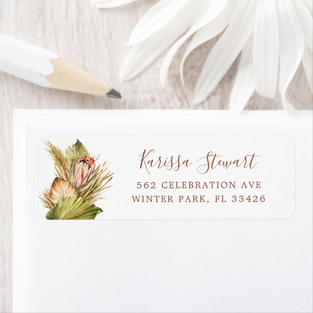 Étiquette Élégant Boho séché Botaniques Mariage de rouille (En situation)