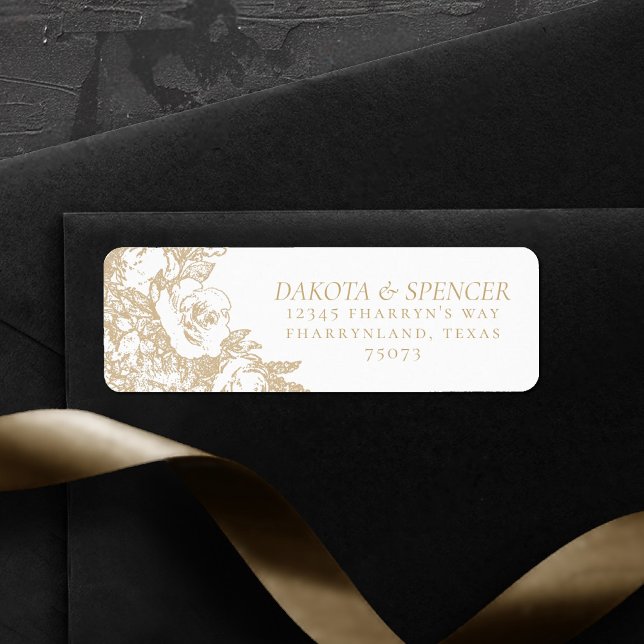 Étiquette Élégant botanique | Copper Rose Gold Adresse (Créateur téléchargé)