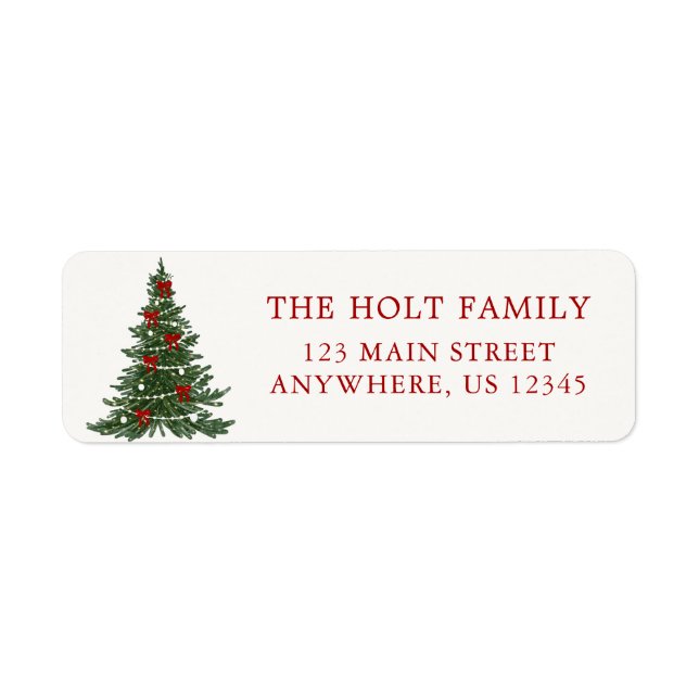 Étiquette Elegant Bow Christmas Tree Address Label (Devant)