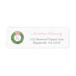 Étiquette Elegant Boxwood Monogram Baby Girl Adresse de reto