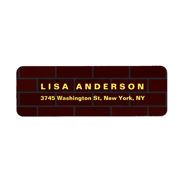 Étiquette Élégant Brown Mur en brique rouge Créatif Moderne (Devant)