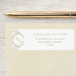 Étiquette Elegant Champagne Monogram Wedding Return Address