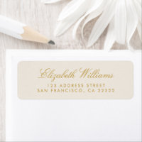 Élégant Chic Faux Gold Cream Adresse de retour Lab