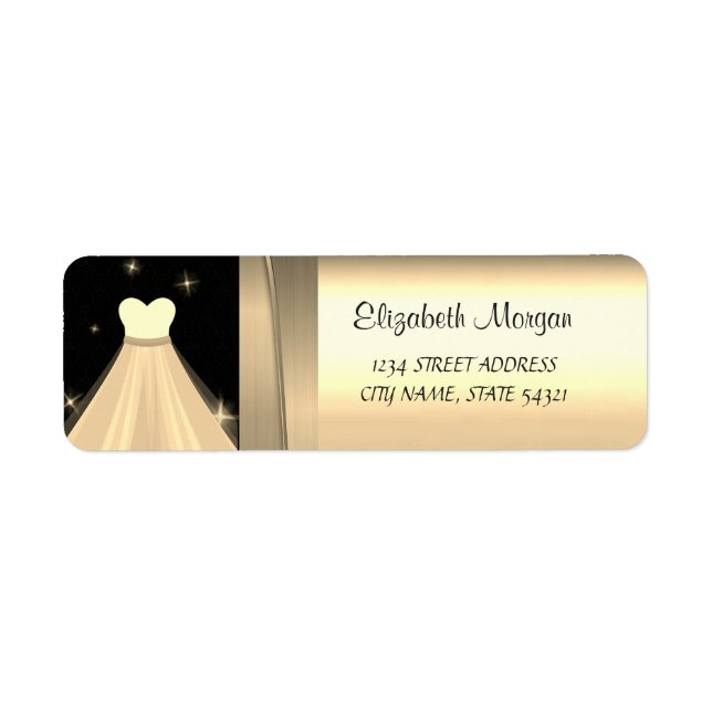 Étiquette Élégant Chic Luxe, Faux Gold, Robe (Devant)