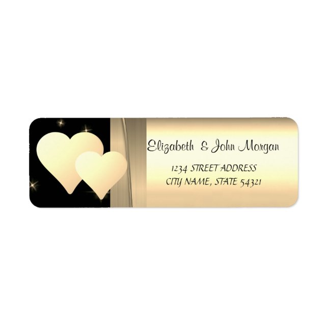 Étiquette Elégant Chic Luxury, Faux Gold Hearts (Devant)