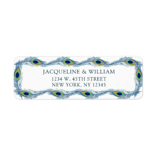 Étiquette Elegant Chic Peacock Aquarelle Adresse de retour