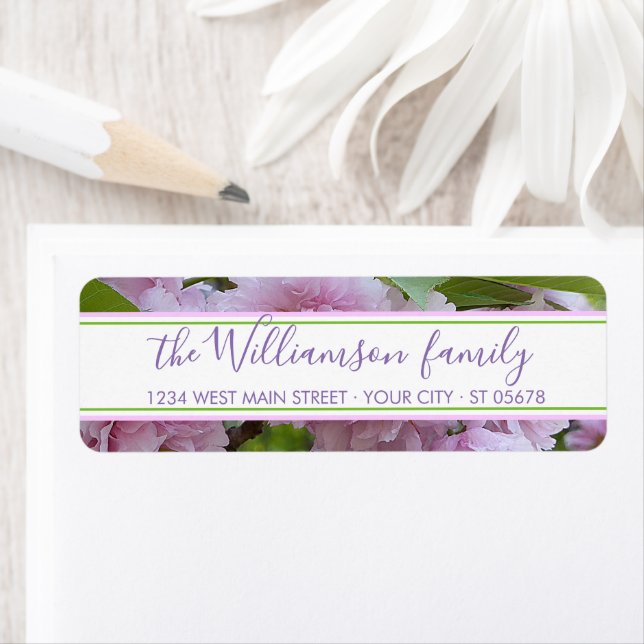 Étiquette Elégant Chic Rose Printemps Cherry Blossom Arbre P (En situation)