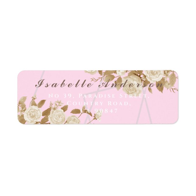 Étiquette Élégant Chic Rose rose Adresse de retour Label (Devant)