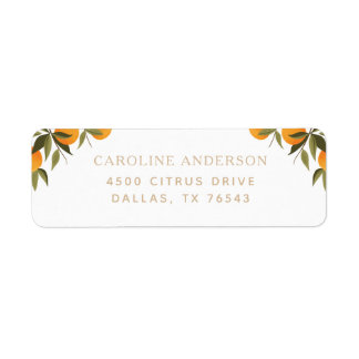 Étiquette Élégant Citrus Orange Branch Adresse de retour Lab