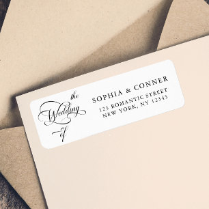 Étiquette Elegant Classy Calligraphy Mariage Adresse de reto