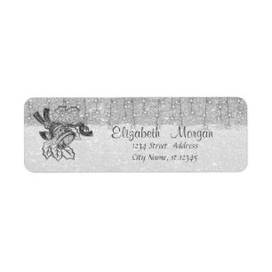 Étiquette Elégant, Cloche de Noël, Glitterie Argent