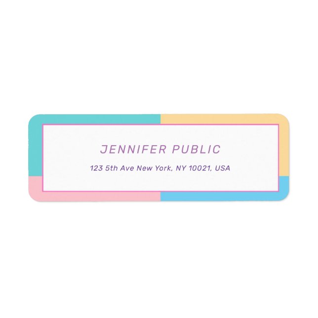 Étiquette Elégant coloré moderne design Modèle tendance (Devant)