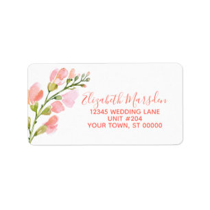 Étiquette Elegant Coral Gold Floral RSVP Adresse de retour