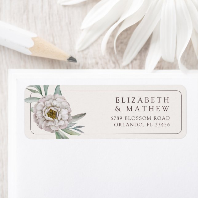 Étiquette Elegant Cream & Brown Floral Wedding Label (En situation)