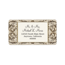 Étiquette Elegant Crème or Mariage baroque Adresse de retour