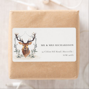 Étiquette Élégant Cute Dusky Deer Floral Crest Adresse