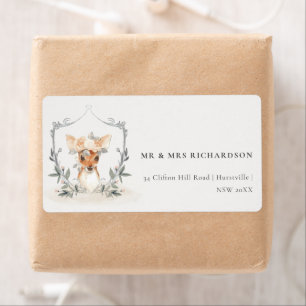 Étiquette Élégant Cute Dusky Deer Floral Crest Adresse