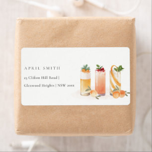 Étiquette Elégant Cute Fruit Cocktail Orange Blush Adresse
