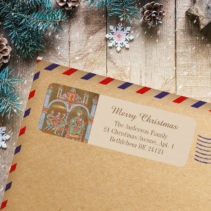 Étiquette Elégant de l'or religieux Joyeux Noël Epiphanie