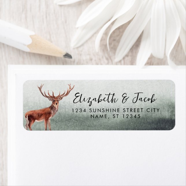 Étiquette Elegant Deer Buck Mariages Adresse de retour (En situation)