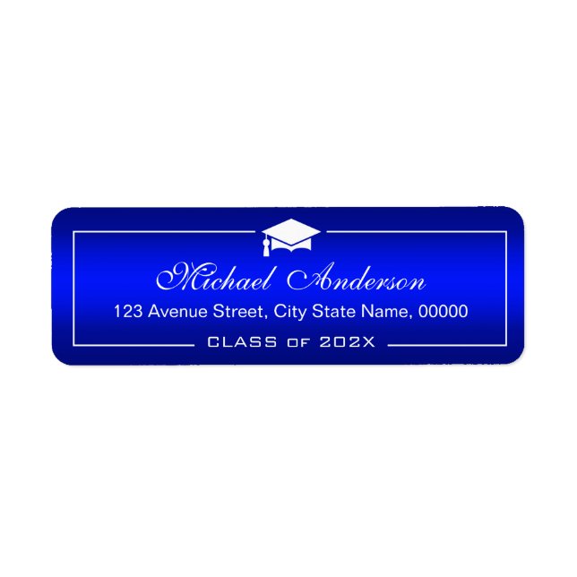 Étiquette Élégant dégradé bleu clair - Diplôme de fin d'étud (Devant)