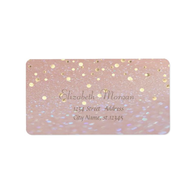Étiquette Elégant Design, Fux Gold Foil Confetti (Devant)