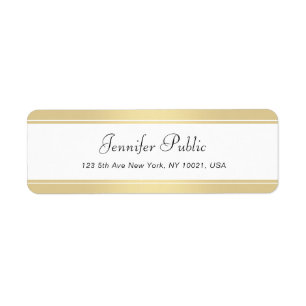 Étiquette Élégant écriture manuscrite or blanc moderne