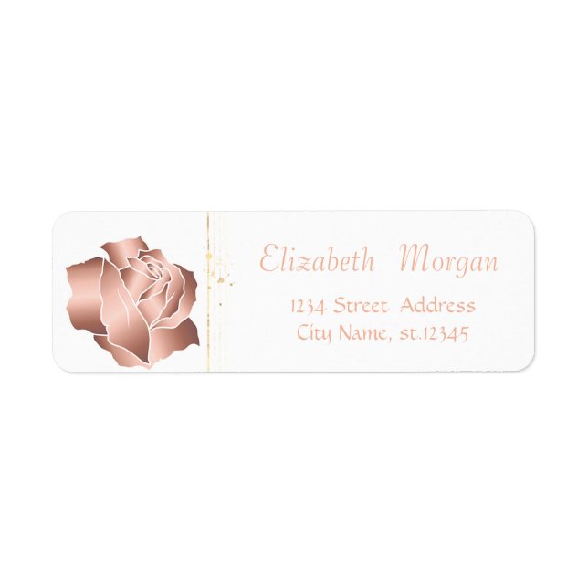 Étiquette Élégant, élégant, blanc, Rose Rose or (Devant)