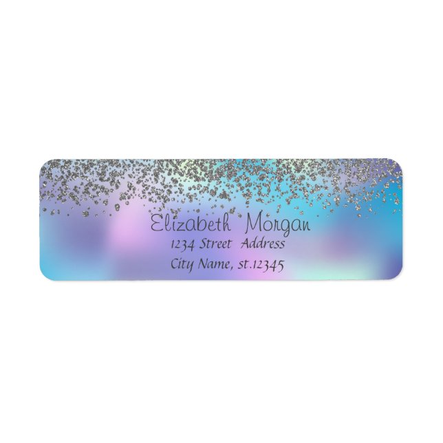 Étiquette Élégant élégant diamant d'argent Holographique (Devant)