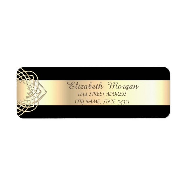 Étiquette Élégant, élégant, noir, Gold Adresse (Devant)
