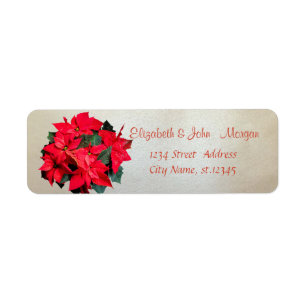 Étiquette Élégant, élégant, Poinsettia de Noël
